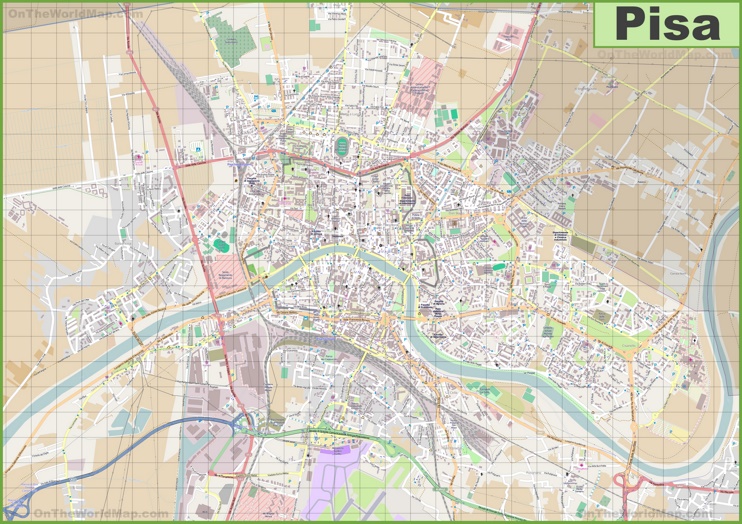 Grande mappa dettagliata di Pisa
