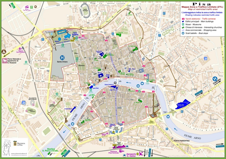 Pisa - Mappa con punti di interesse