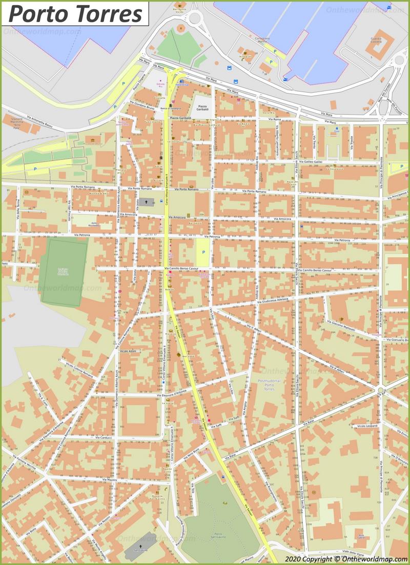Porto Torres - Mappa del centro città