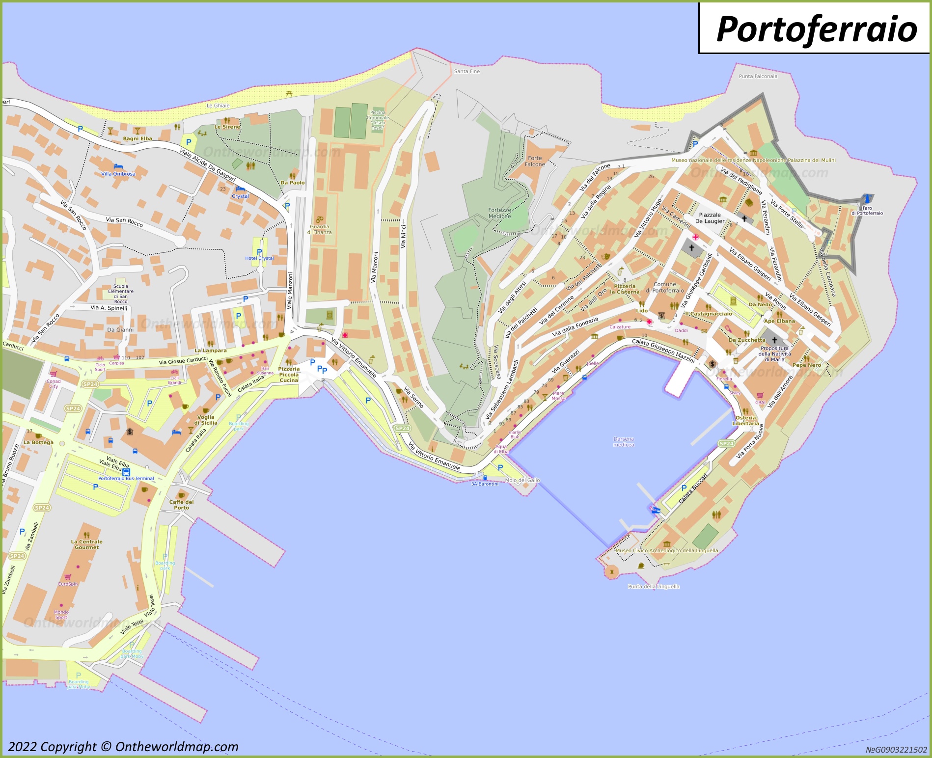 Portoferraio Town Centre Map