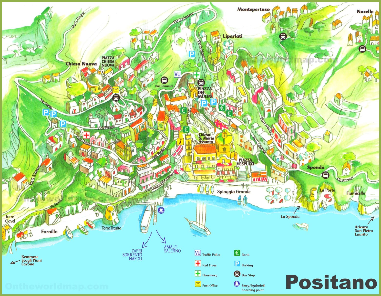 tourist map of positano italy