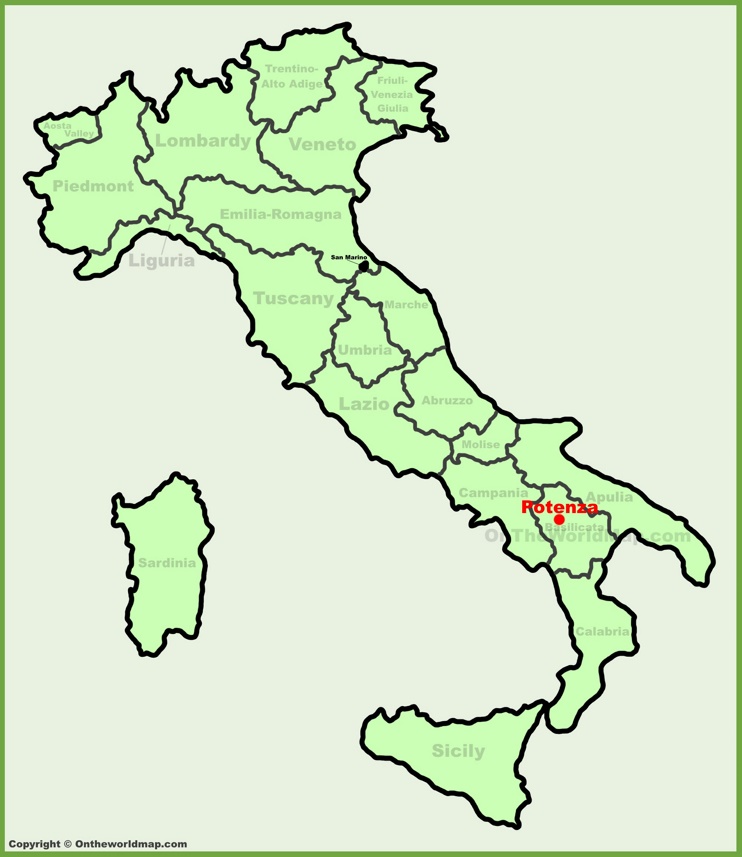 Potenza location on the Italy map