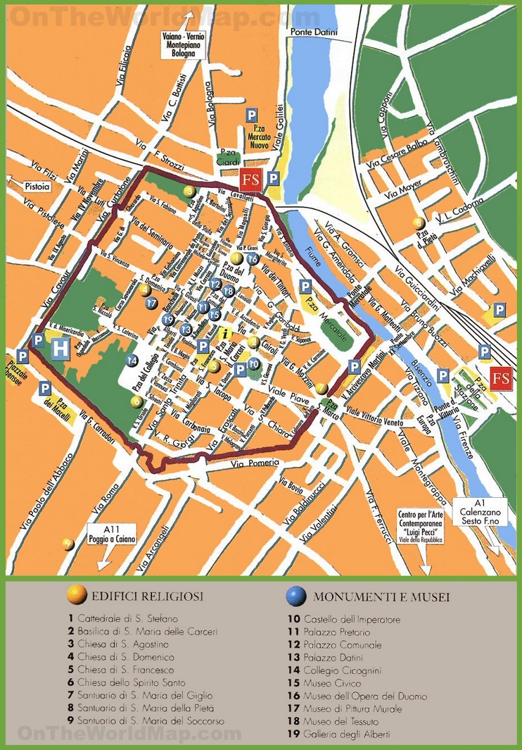 Prato tourist map