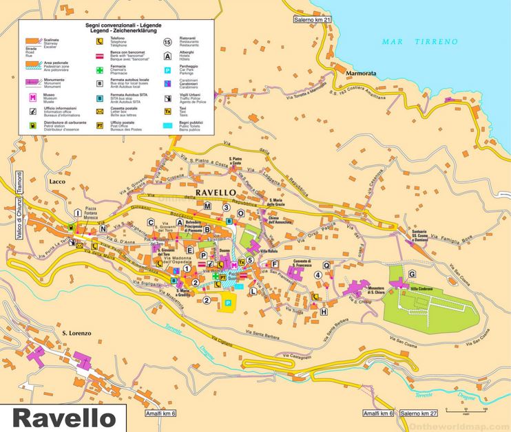 Ravello Tourist Map