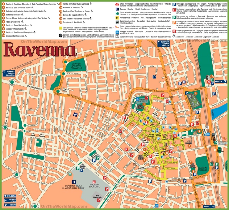 Ravenna sightseeing map