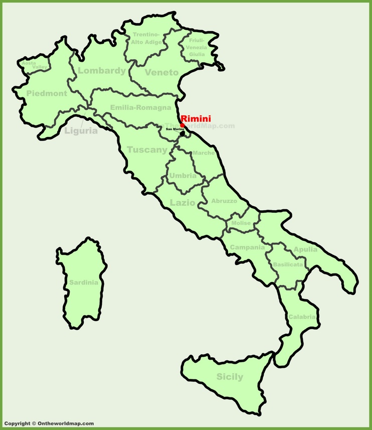 Rimini sulla mappa dell'Italia