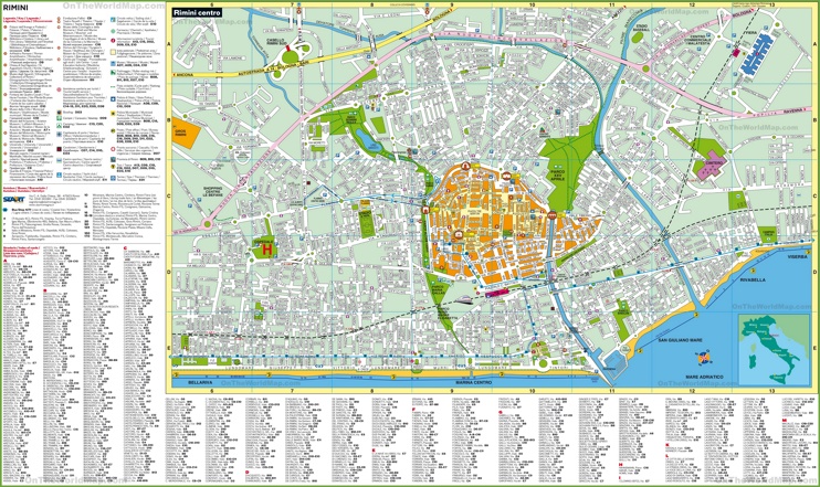 Rimini - Mappa con punti di interesse