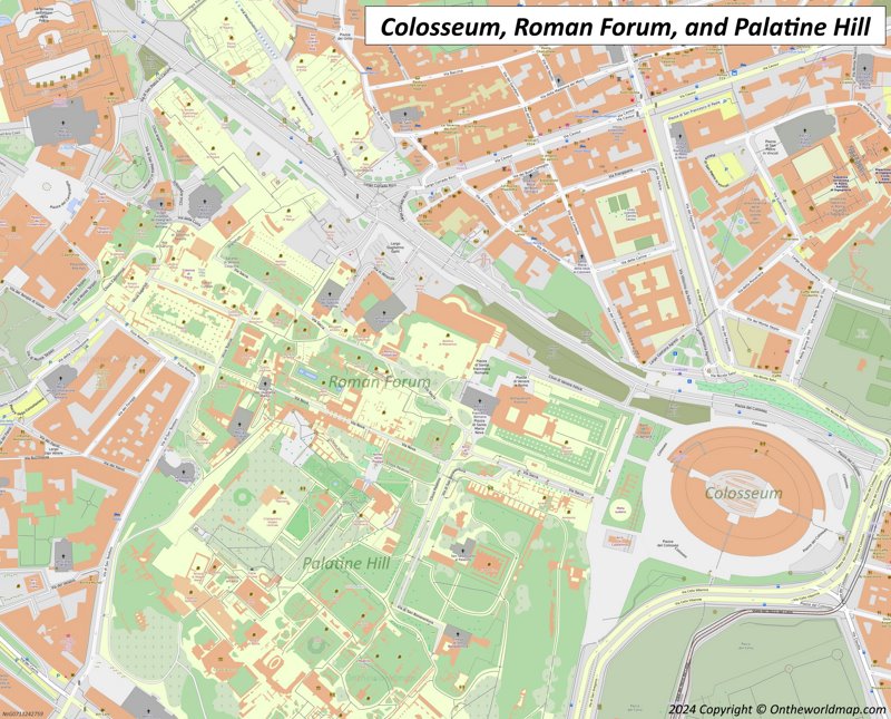 Colosseum, Roman Forum, and Palatine Hill Map