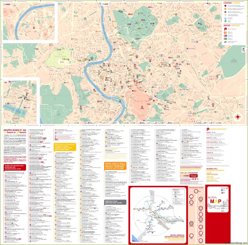 Mappa turistica dettagliata di Roma
