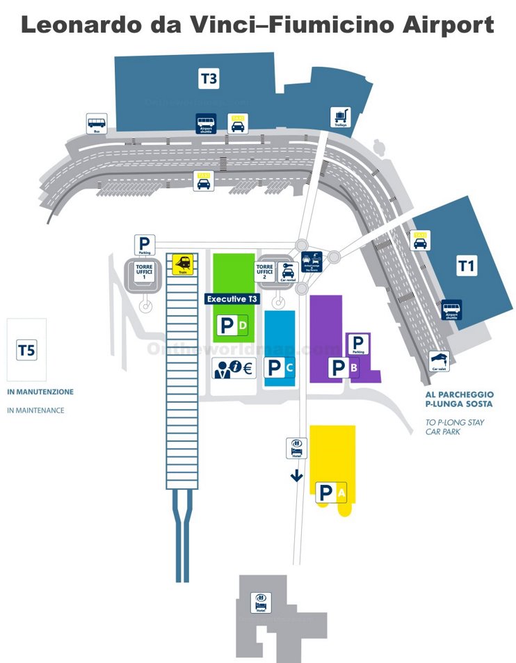 Fiumicino- Mappa panoramica dell'aeroporto