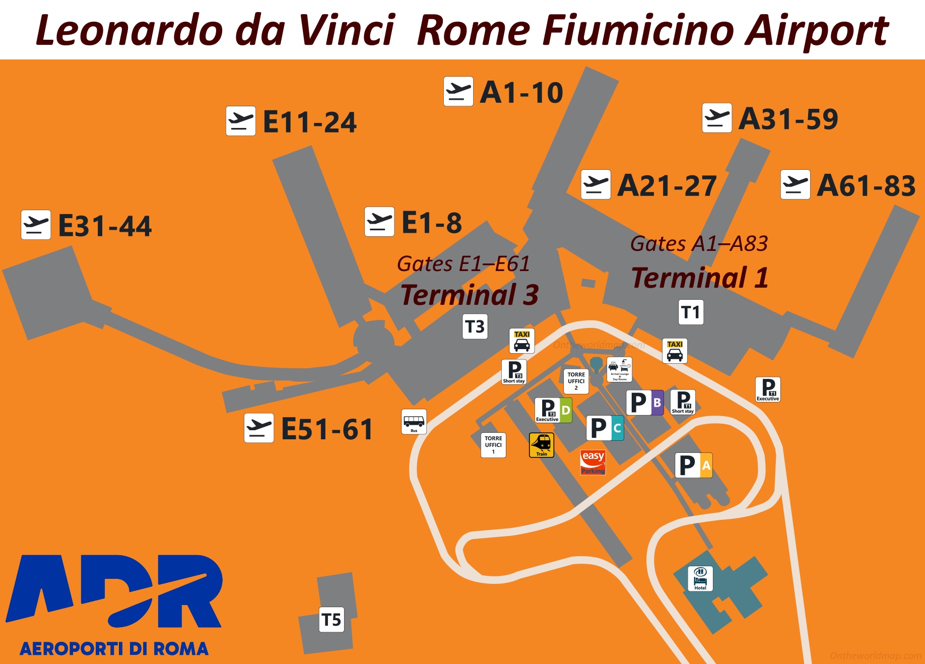 Fiumicino Airport Overview Map Leonardo Da Vinci Rome Fiumicino 