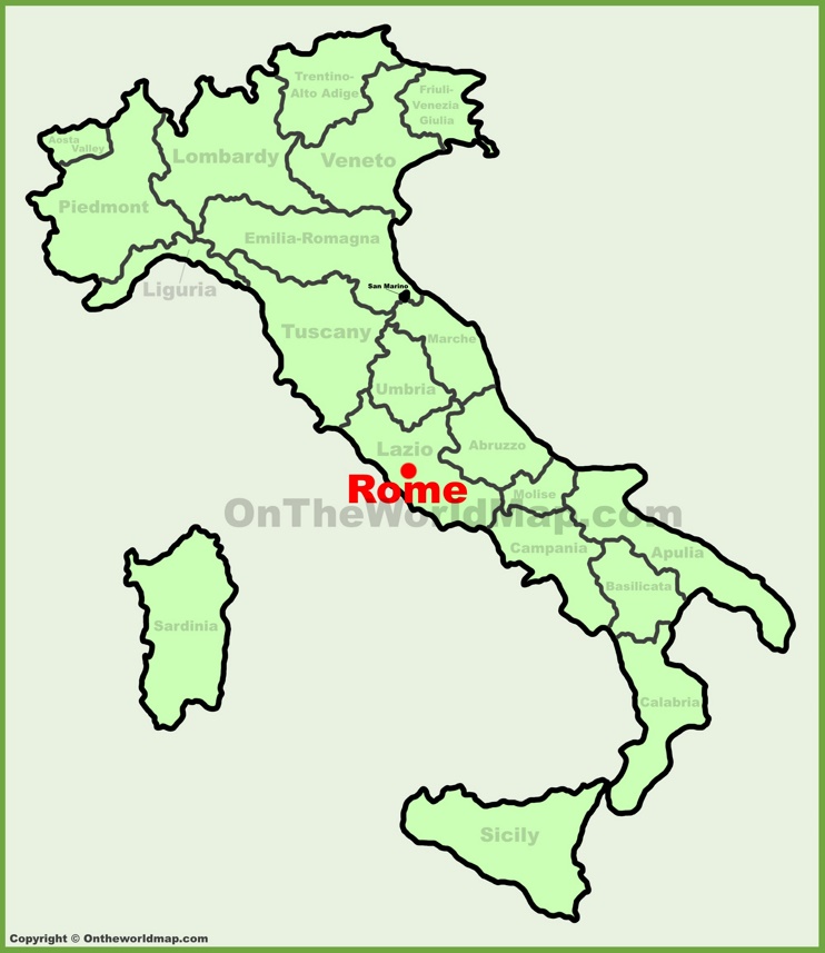 Roma sulla mappa dell'Italia
