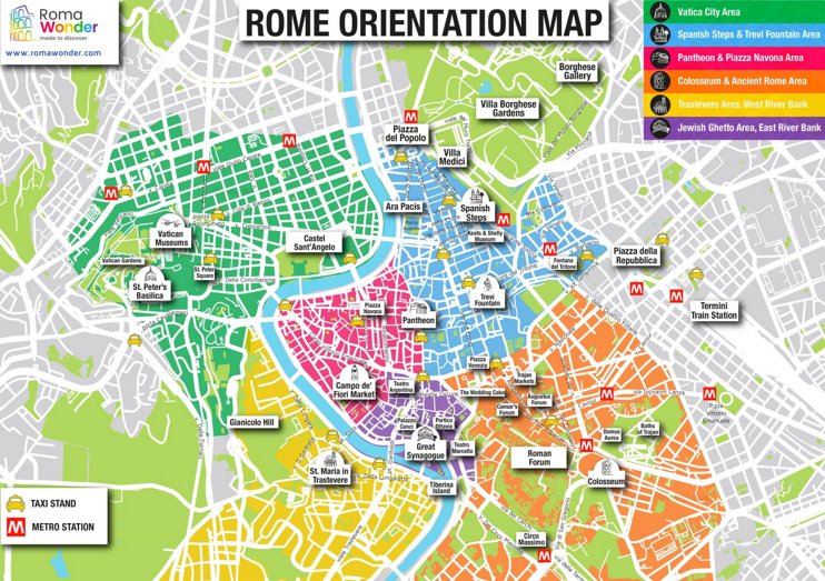 Roma - mappa delle principali attrazioni