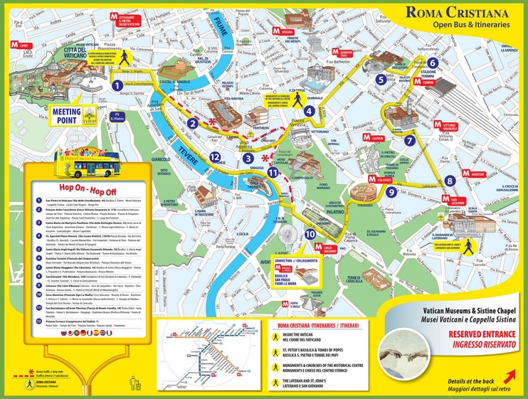 Mappa turistica di Roma centro città