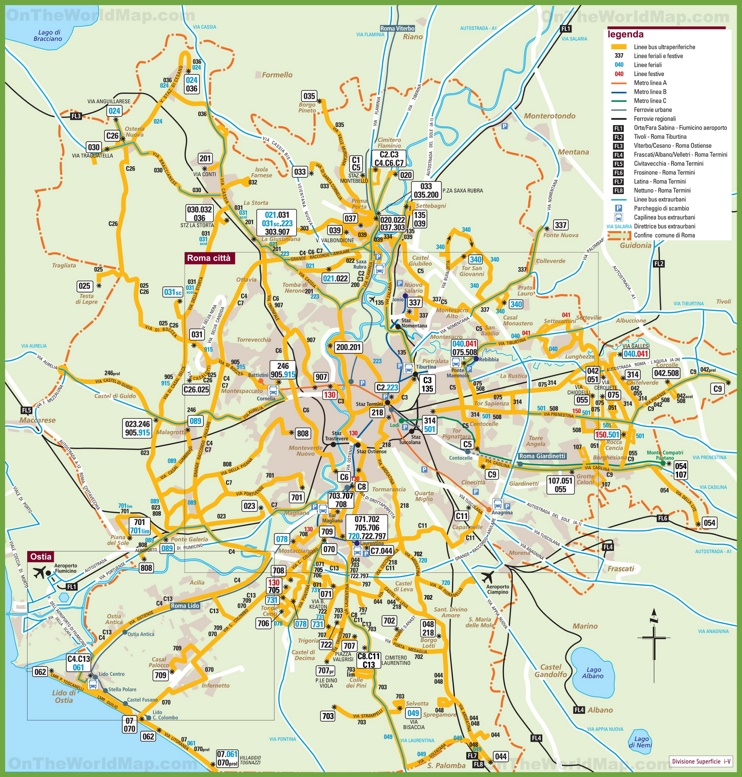 Mappa dei trasporti di Roma e dintorni