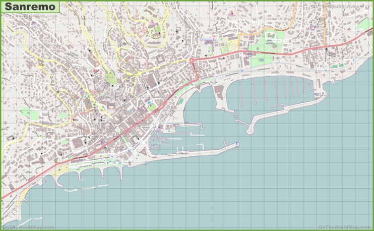 Large detailed map of Sanremo
