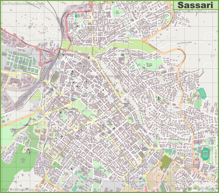 Grande mappa dettagliata di Sassari