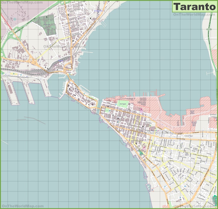 Large detailed map of Taranto