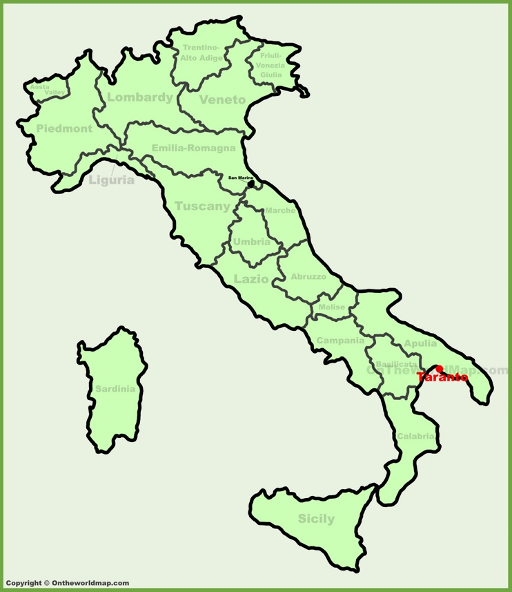 Taranto location on the Italy map