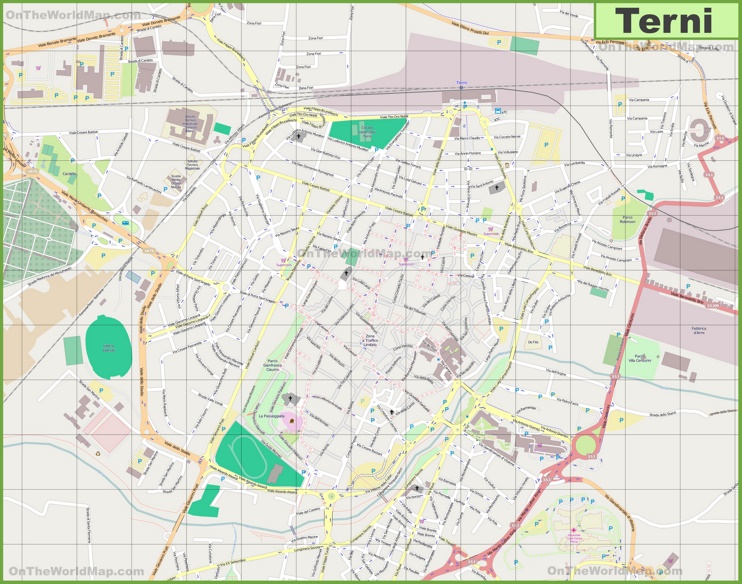Large detailed map of Terni