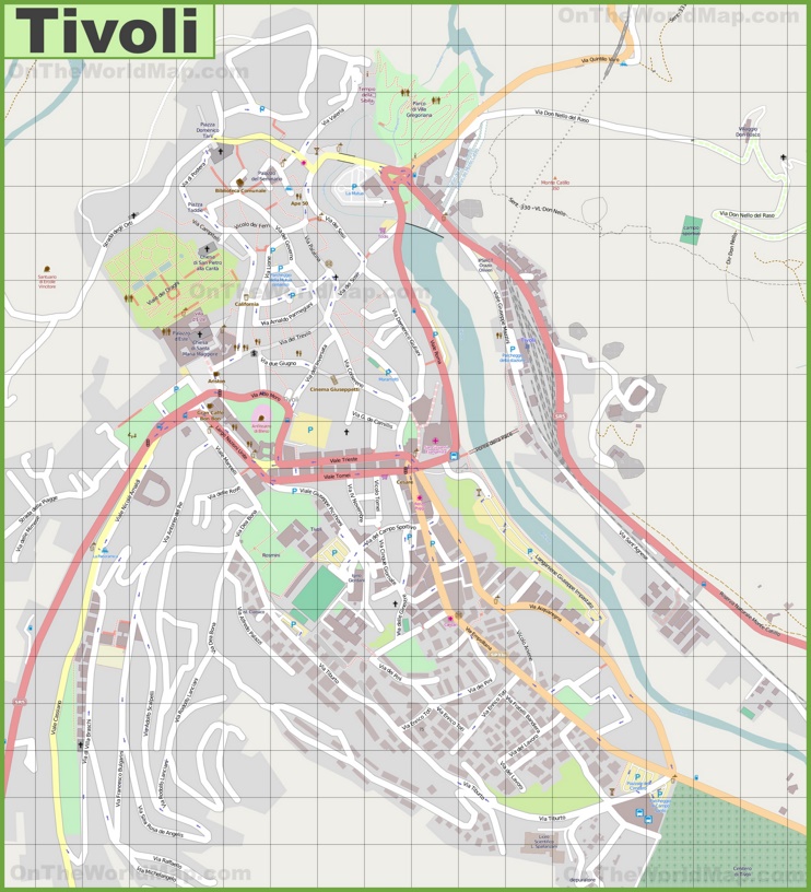 Grande mappa dettagliata di Tivoli