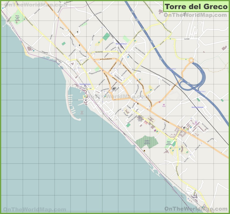 Large detailed map of Torre del Greco