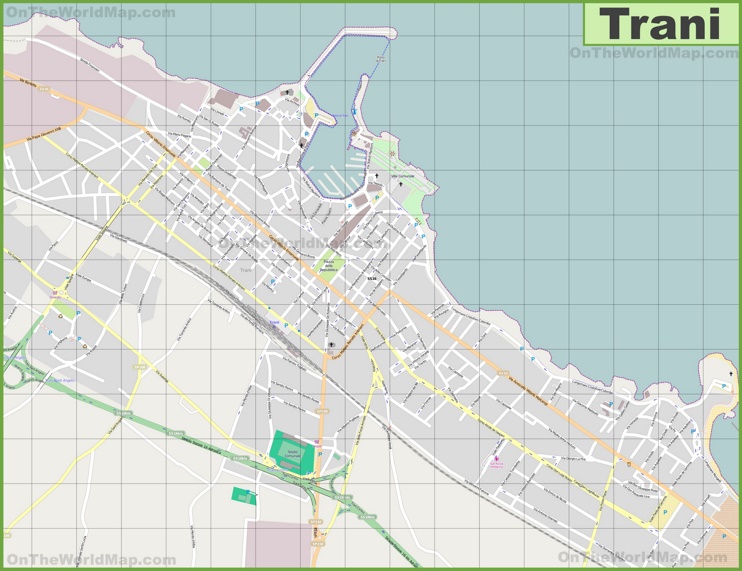 Large detailed map of Trani
