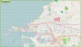 Grande mappa dettagliata di Trapani