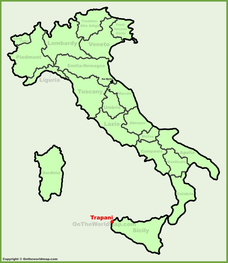 Trapani sulla mappa dell'Italia