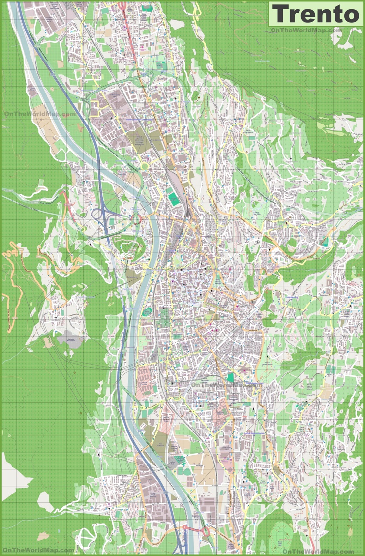 Large detailed map of Trento