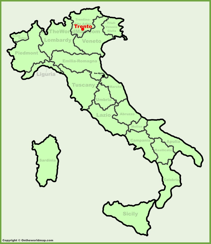 Trento location on the Italy map