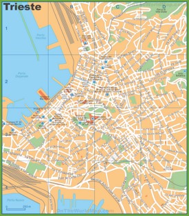 Tourist map of Trieste city centre