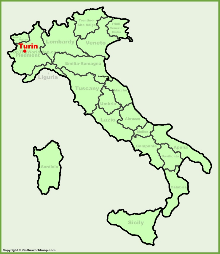 Turin location on the Italy map