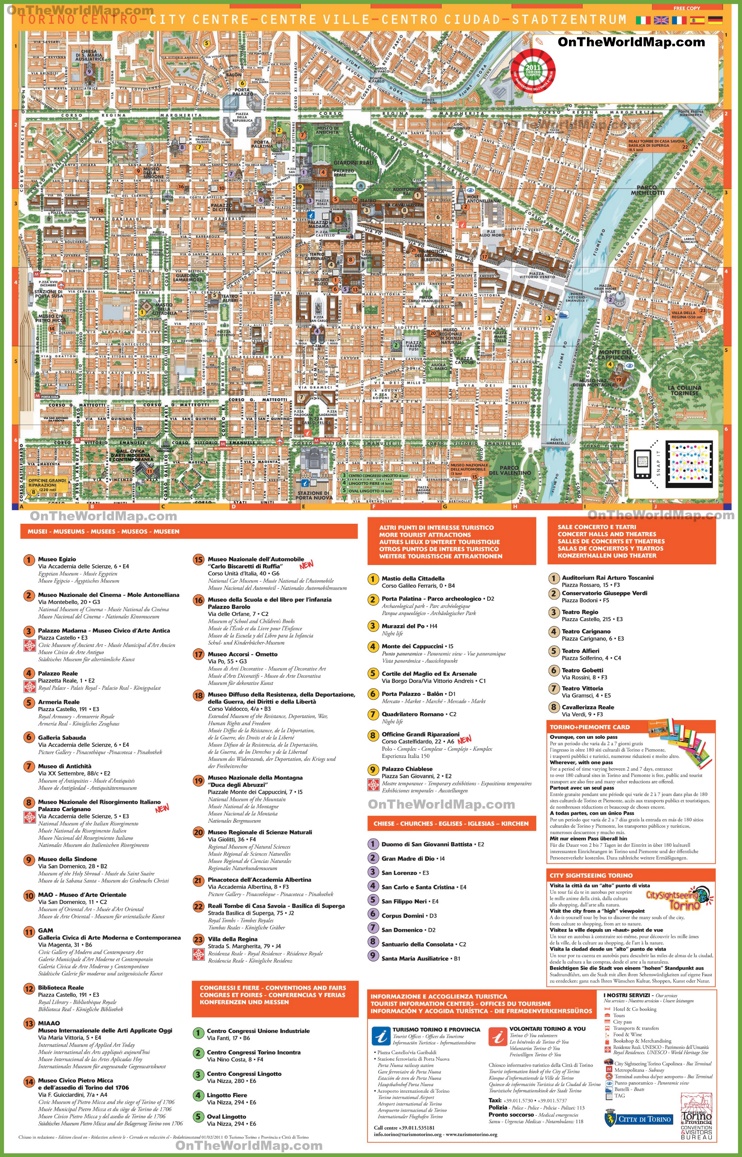 Tourist Map of Turin City Center