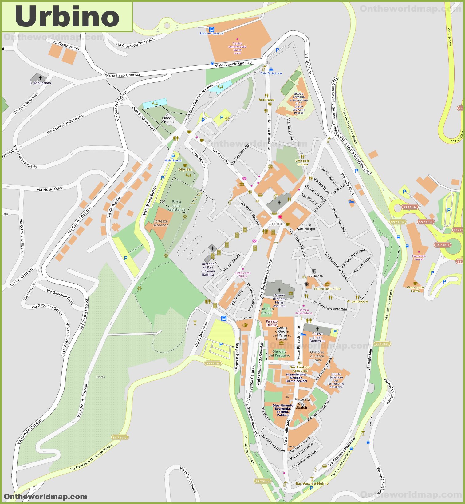 urbino tourist map