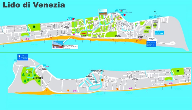 Lido di Venezia tourist map
