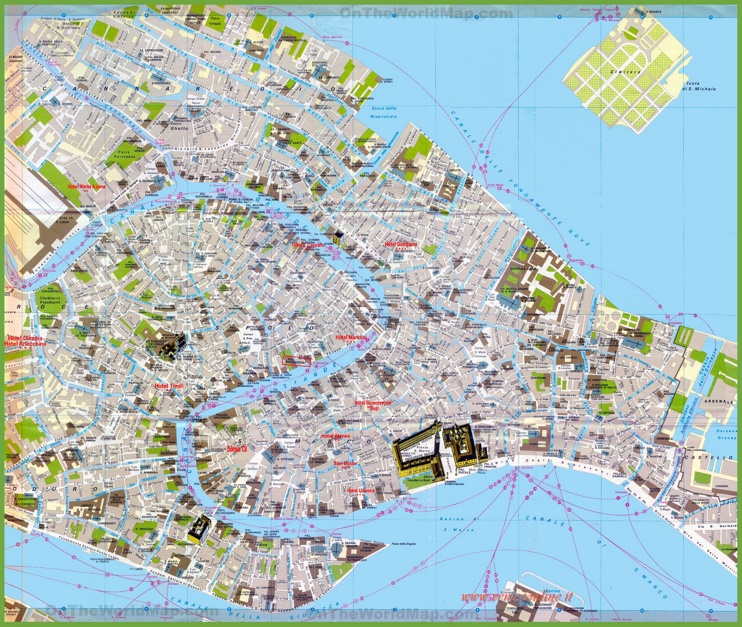 Tourist map of Venice city centre