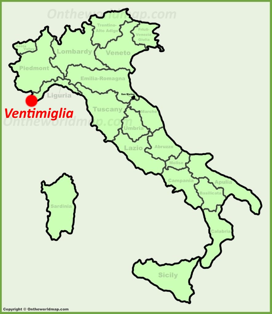 Ventimiglia location on the Italy map