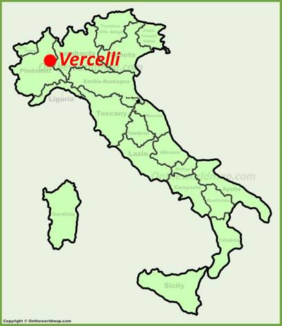 Vercelli sulla mappa dell'Italia