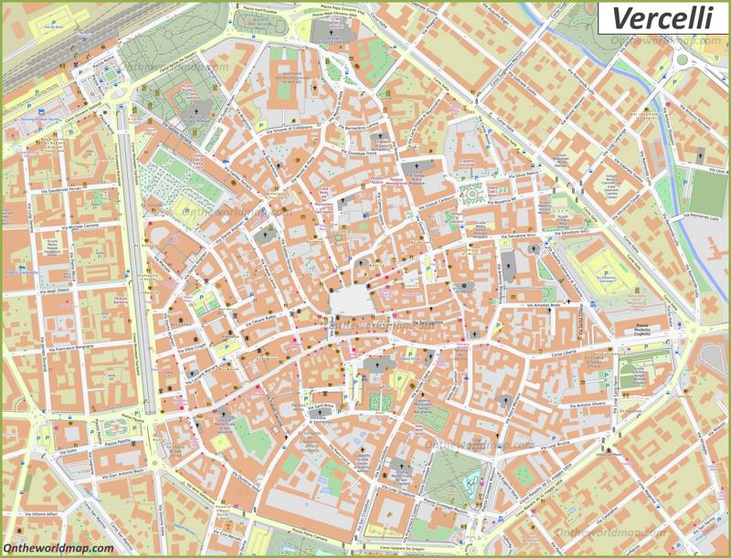 Vercelli - Mappa della città vecchia