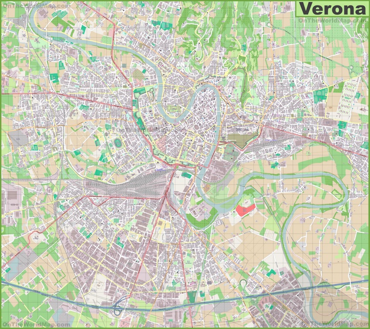 Large detailed map of Verona