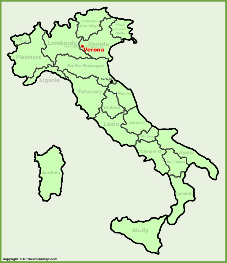 Verona location on the Italy map