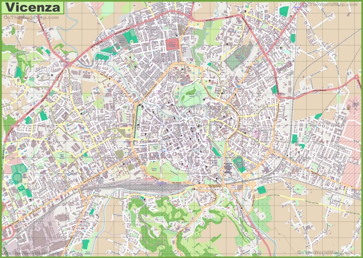 Large detailed map of Vicenza
