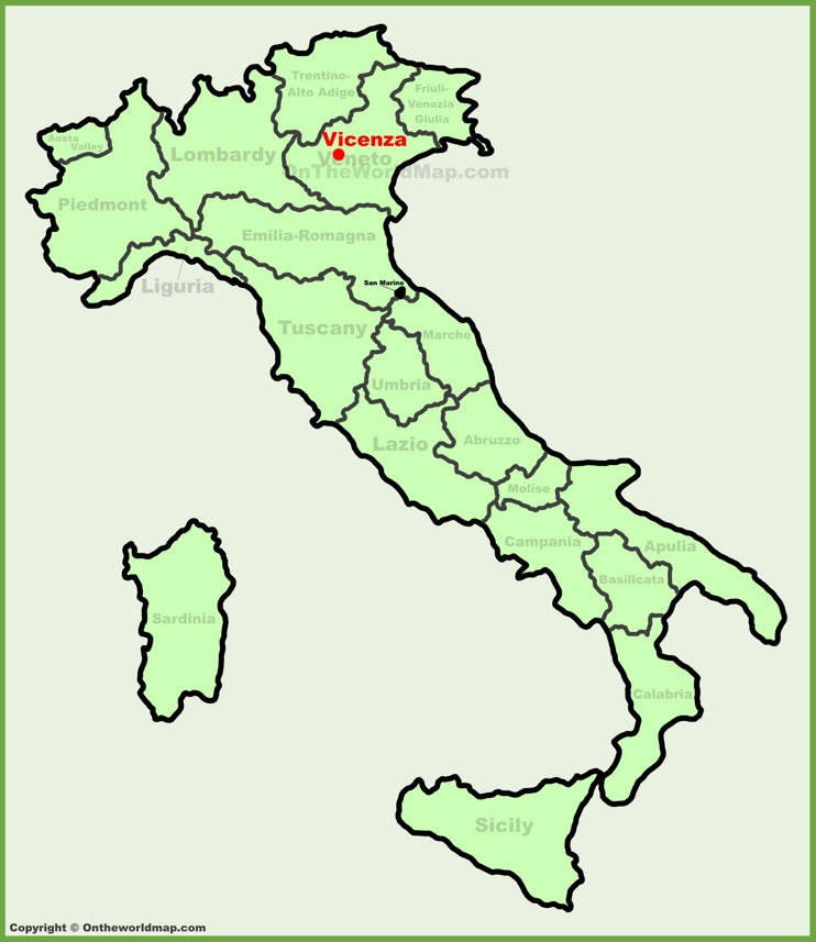 Vicenza sulla mappa dell'Italia