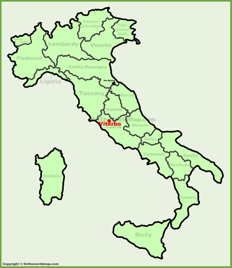 Viterbo sulla mappa dell'Italia