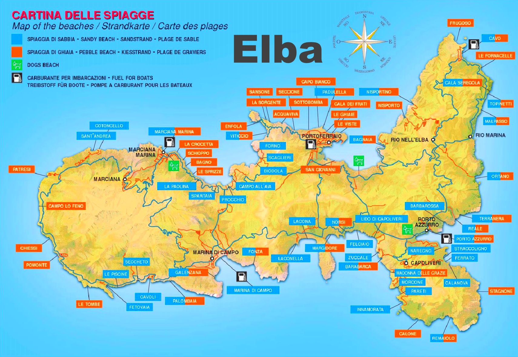 monster holte Wat dan ook Elba beaches map