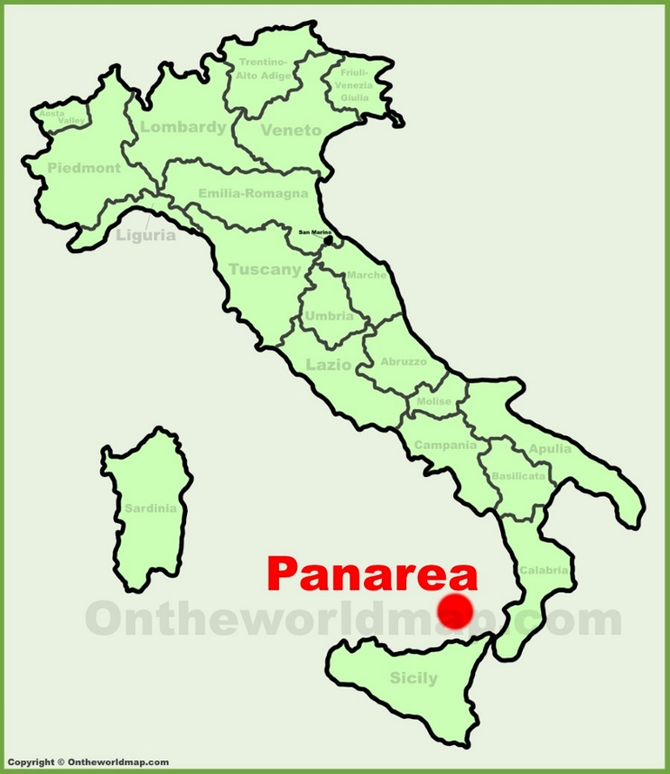 Panarea location on the Italy map