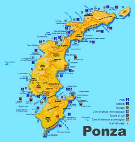 Ponza - Mappa con punti di interesse