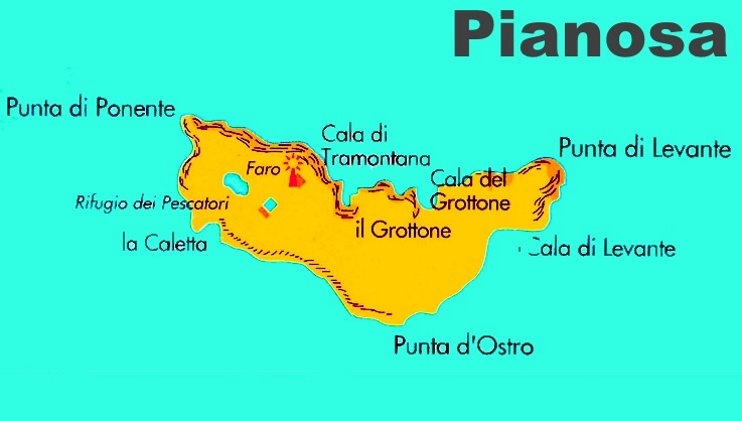 Pianosa island map