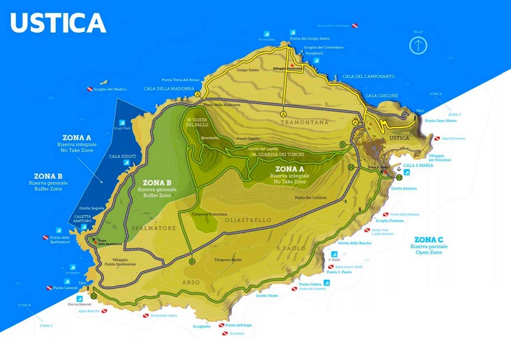 Ustica tourist map
